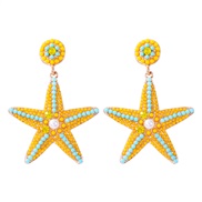 (57474 YEBU)occidental style creative cartoon Five-pointed star Pearl earrings lovely woman starfish Earring