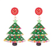 ( red)christmas all-Purpose Earring  occidental style fashion cartoon christmas tree ear stud Pearl enamel