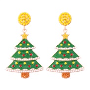 ( yellow)christmas all-Purpose Earring  occidental style fashion cartoon christmas tree ear stud Pearl enamel