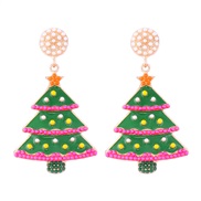 ( white)christmas all-Purpose Earring  occidental style fashion cartoon christmas tree ear stud Pearl enamel