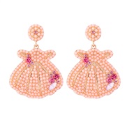 ( Pink)occidental style creative cartoon Shells Pearl earrings lovely woman Earring