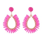 ( Pink)occidental style retro Bohemian style earrings woman personality all-Purpose handmade weave