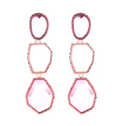 ( Pink)occidental style exaggerating multilayer long style earrings geometry more Alloy embed resin Earringearrings