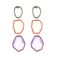 ( Color)occidental style exaggerating multilayer long style earrings geometry more Alloy embed resin Earringearrings