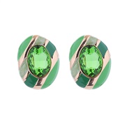 ( green)occidental style creativeins wind medium Ladies earrings woman  silver diamond enamel flowers Oval earrings Ear