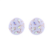 (abcolor )occidental style fashionins wind silver earrings woman temperament diamond enamel Ladies high Earring