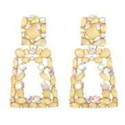 ( yellow)UR geometry fully-jewelled earrings personality three-dimensional earring