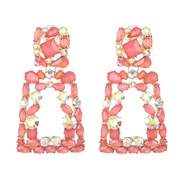 ( red)UR geometry fully-jewelled earrings personality three-dimensional earring