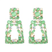 ( green)UR geometry fully-jewelled earrings personality three-dimensional earring