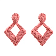 ( Pink)autumn earrings occidental style exaggerating Earring woman Bohemia rhombus earring