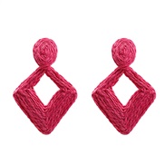 ( rose Red)autumn earrings occidental style exaggerating Earring woman Bohemia rhombus earring