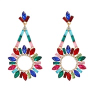 ( Color)trend colorful diamond earrings occidental style fully-jewelled earring woman Round flowers earring exaggeratin