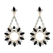 ( black)trend colorful diamond earrings occidental style fully-jewelled earring woman Round flowers earring exaggeratin