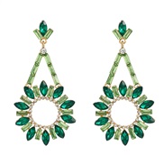 ( green)trend colorful diamond earrings occidental style fully-jewelled earring woman Round flowers earring exaggeratin