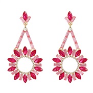 ( rose Red)trend colorful diamond earrings occidental style fully-jewelled earring woman Round flowers earring exaggera