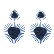 ( Dark blue) earrings occidental style exaggerating Earring woman multilayer triangle sun flower earringearrings