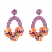 (purple)autumn earrings occidental style exaggerating Earring woman flowers elegant Bohemia