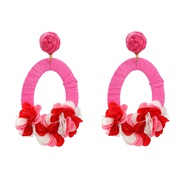 ( rose Red)autumn earrings occidental style exaggerating Earring woman flowers elegant Bohemia