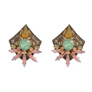 ( Green powder) occidental style exaggerating earrings fully-jewelled Earring woman fashion Bohemia ear stud