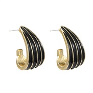 ( black) enamel earrings occidental style Earring lady elegant temperament color Stripe