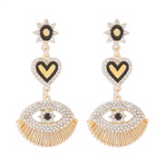 ( Gold)E exaggerating eyes love enamel earrings  occidental style retro exaggerating hollow personality earring