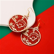 ( red )occidental style christmas hollow Double layer Alloy sequin earrings fashion christmas tree deer Earring