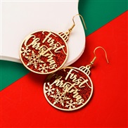 ( red )occidental style christmas hollow Double layer Alloy sequin earrings fashion christmas tree deer Earring