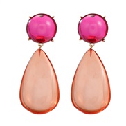 ( rose Red)Autumn and Winter exaggerating occidental style earrings woman Round drop resin color earring Bohemia