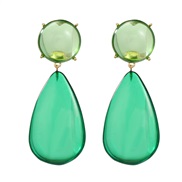 ( green)Autumn and Winter exaggerating occidental style earrings woman Round drop resin color earring Bohemia