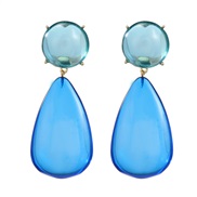 ( blue)Autumn and Winter exaggerating occidental style earrings woman Round drop resin color earring Bohemia