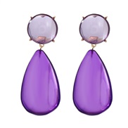 (purple)Autumn and Winter exaggerating occidental style earrings woman Round drop resin color earring Bohemia