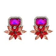 ( Rosy red color)fashion colorful diamond earrings fully-jewelled flowers ear stud woman exaggerating occidental style 