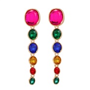 ( Color)trend colorful diamond earrings exaggerating occidental style Earring woman multilayer Round Rhinestone long st