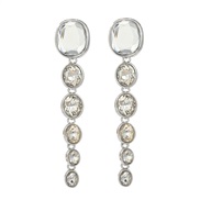 ( Silver)trend colorful diamond earrings exaggerating occidental style Earring woman multilayer Round Rhinestone long s