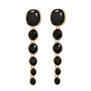 ( black)trend colorful diamond earrings exaggerating occidental style Earring woman multilayer Round Rhinestone long st