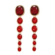 ( red)trend colorful diamond earrings exaggerating occidental style Earring woman multilayer Round Rhinestone long styl