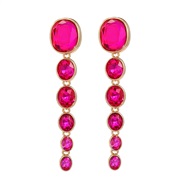 ( rose Red)trend colorful diamond earrings exaggerating occidental style Earring woman multilayer Round Rhinestone long