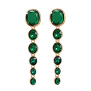 ( green)trend colorful diamond earrings exaggerating occidental style Earring woman multilayer Round Rhinestone long st