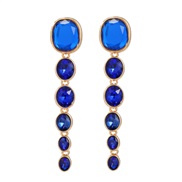 ( blue)trend colorful diamond earrings exaggerating occidental style Earring woman multilayer Round Rhinestone long sty