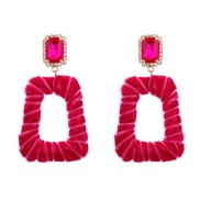 ( rose Red)Autumn and Winter velvet earrings occidental style Earring lady weave