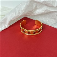 (gold red )occidental style retro samll width surface pattern mosaic gem opening bangle fashion trend personality