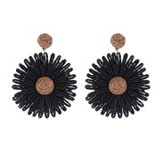 ( black)occidental style retro Bohemian style sun flower earrings woman temperament all-Purpose handmade weave Earring