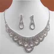 fashion concise flash diamond bride series lady necklace earrings set