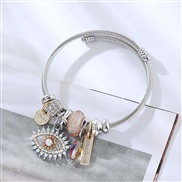 (coffeeg ) moreDIY beads bangle eyes personality bracelet beads  silver color lovers