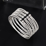 ( Silver)  diamond steel wire width opening more row big bangle