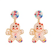 ( Color)occidental style christmas creative lovely cartoon diamond beads Alloy earring day