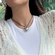 ( White k+ 5283)occidental style  exaggerating big love pendant necklace  brief long style velvet chain tassel