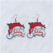 christmas ear stud earrings balloon Santa Claus brief print earring