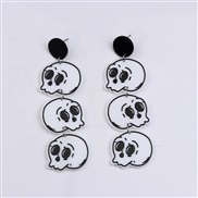 big color samll ear stud earrings three skull Acrylic earring woman