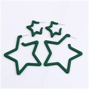 (Dark green)color star set Acrylic earrings ear stud brief fashion day Five-pointed star earring woman